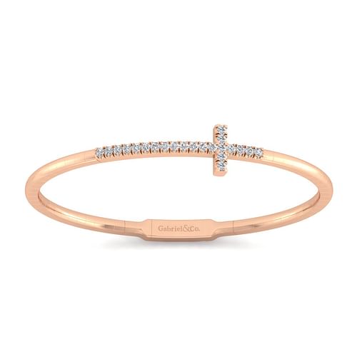 14K Rose Gold Diamond Bangle