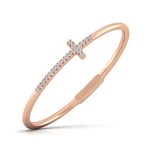 14K Rose Gold Diamond Bangle