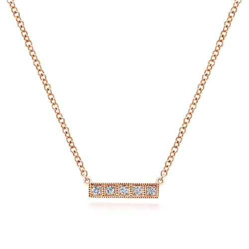 14K Rose Gold Diamond Bar Necklace