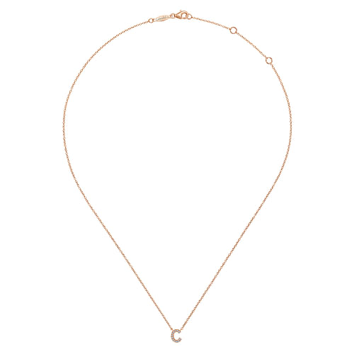 14K Rose Gold Diamond C Initial Pendant Necklace