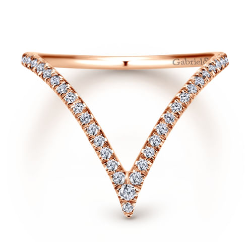 14K Rose Gold Diamond Chevron Ladies' Ring