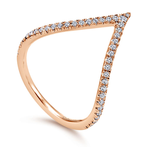 14K Rose Gold Diamond Chevron Ladies' Ring