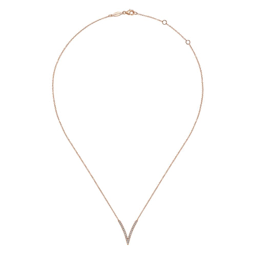 14K Rose Gold Diamond Chevron Necklace
