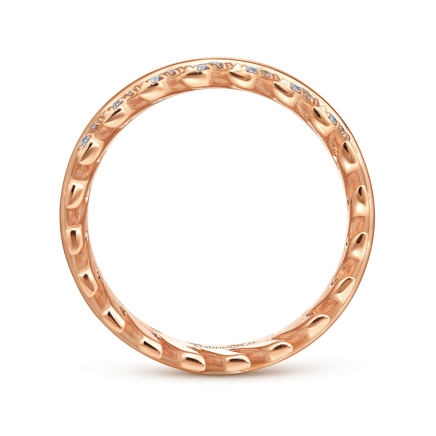 14K Rose Gold Diamond Chevron Ring