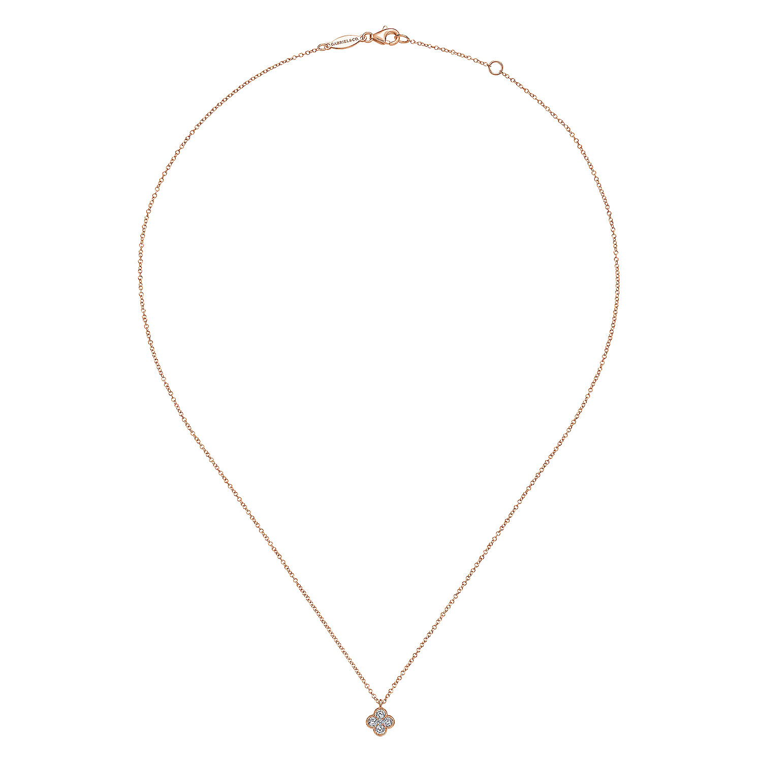 14K Rose Gold Diamond Clover Pendant Necklace