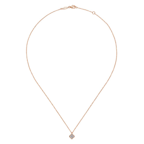 14K Rose Gold Diamond Clover Pendant Necklace