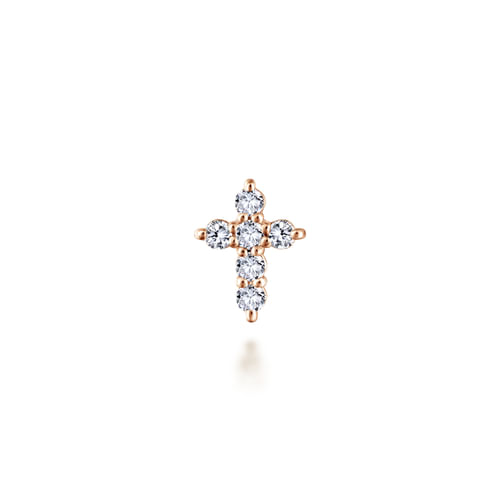 14K Rose Gold Diamond Cross Locket Charm