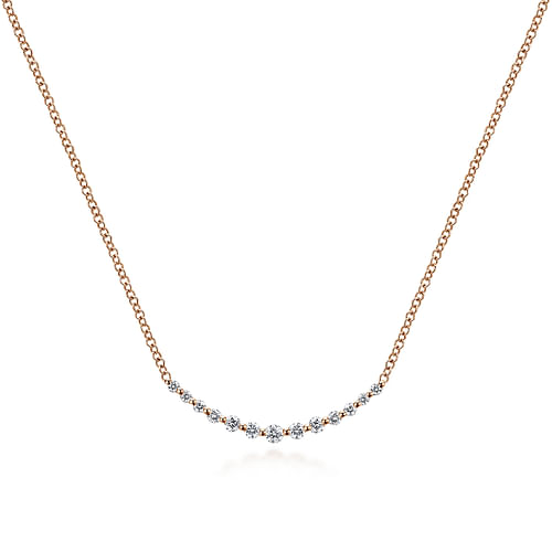 14K Rose Gold Diamond Curved Bar Necklace