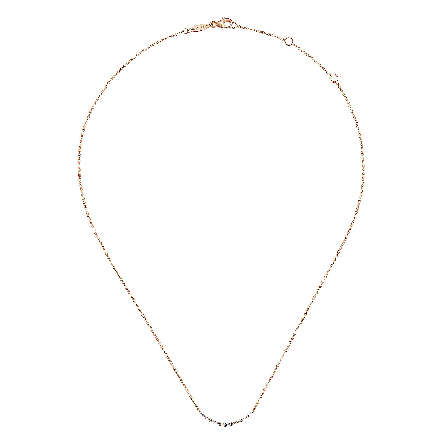 14K Rose Gold Diamond Curved Bar Necklace