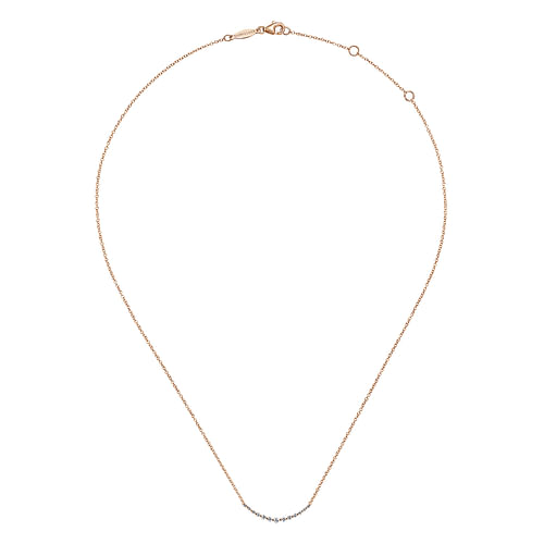 14K Rose Gold Diamond Curved Bar Necklace