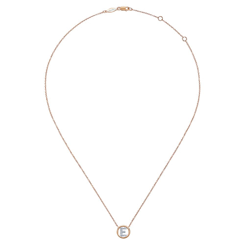 14K Rose Gold Diamond E Initial Pendant Necklace