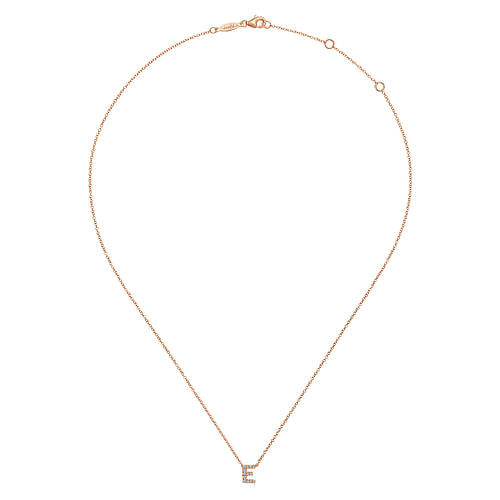 14K Rose Gold Diamond E Initial Pendant Necklace