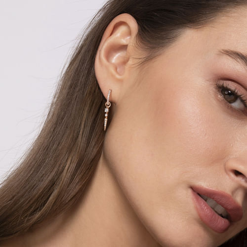 14K Rose Gold Diamond Earrings
