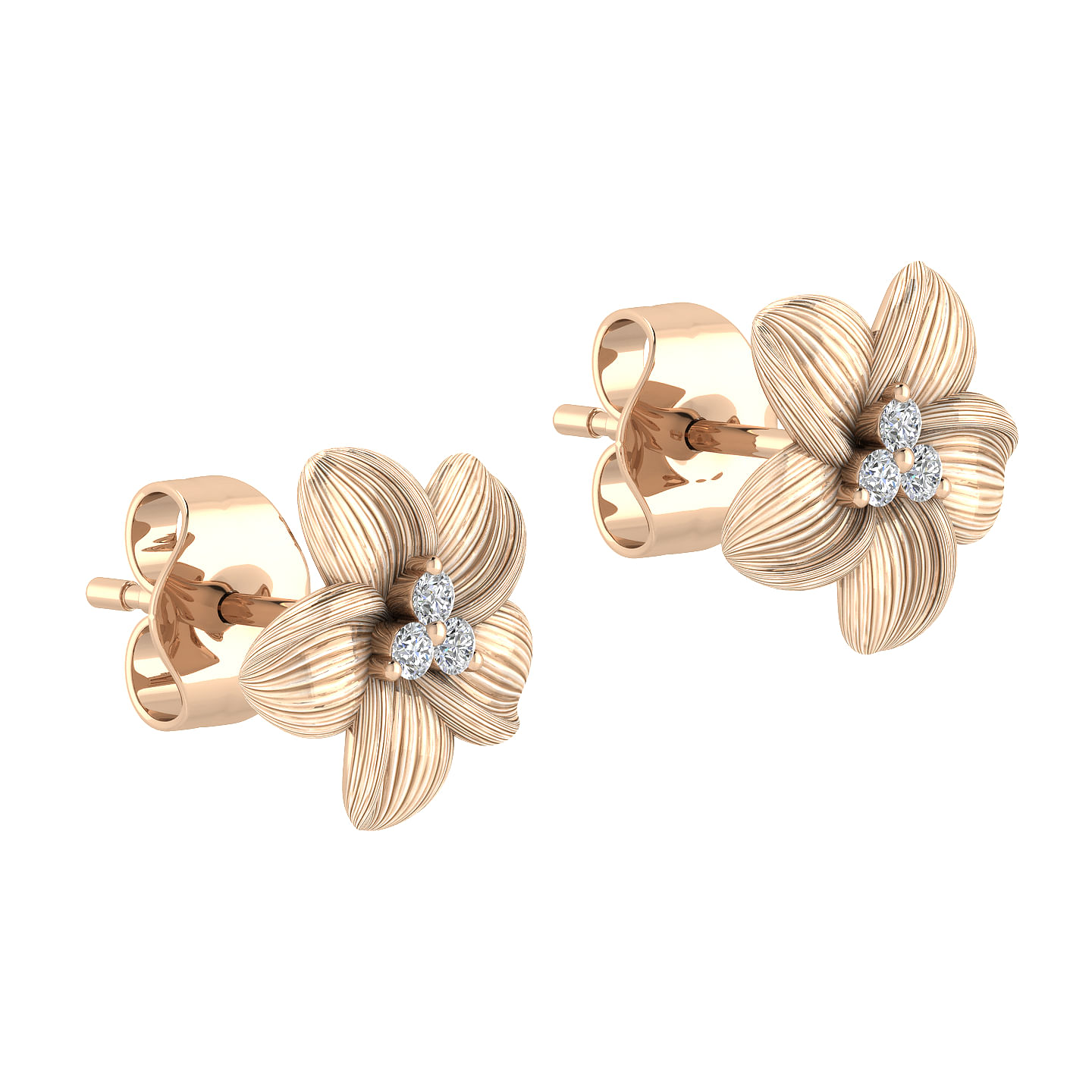 14K Rose Gold Diamond Earrings
