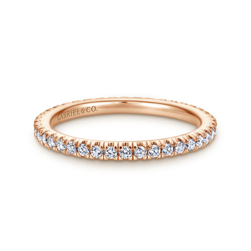 14K Rose Gold Diamond Eternity Wedding Band