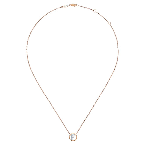 14K Rose Gold Diamond F Initial Pendant Necklace