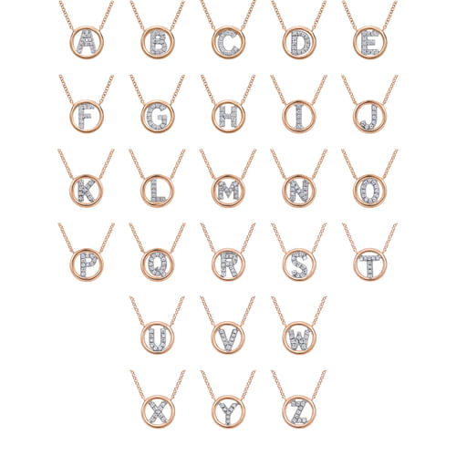 14K Rose Gold Diamond F Initial Pendant Necklace