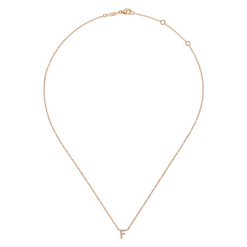 14K Rose Gold Diamond F Initial Pendant Necklace