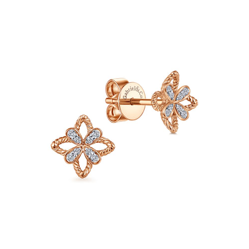 14K Rose Gold Diamond Fashion Earrings