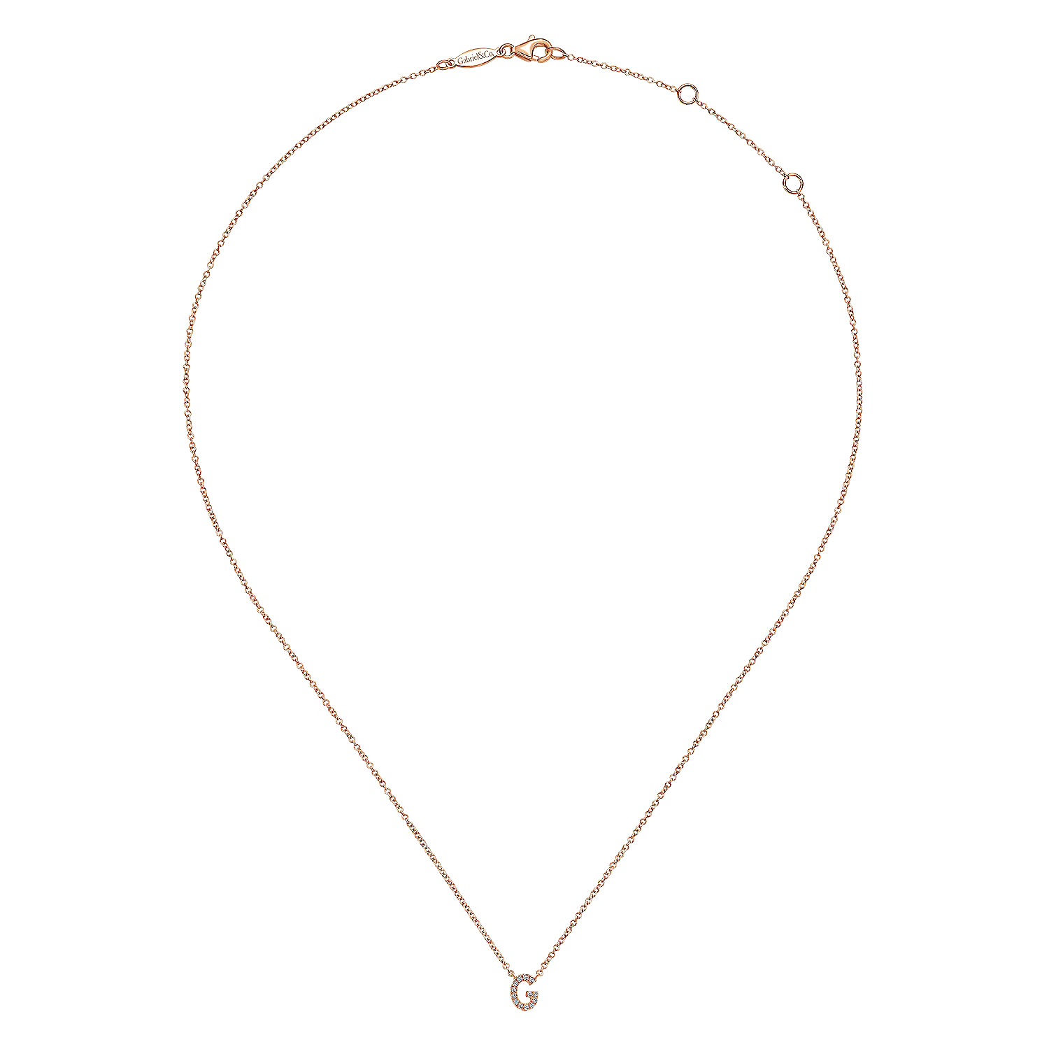 14K Rose Gold Diamond G Initial Pendant Necklace
