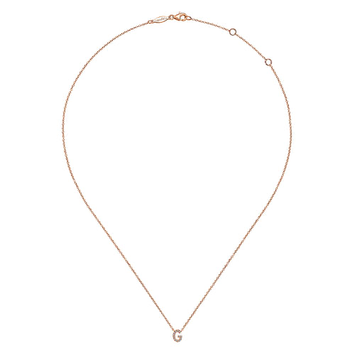 14K Rose Gold Diamond G Initial Pendant Necklace