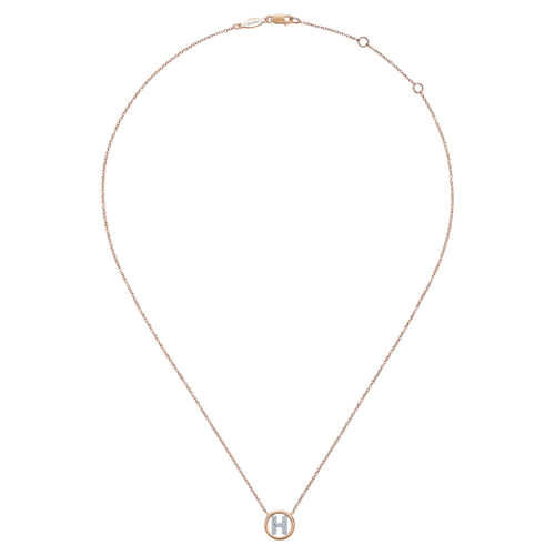 14K Rose Gold Diamond H Initial Pendant Necklace