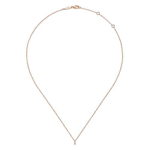 14K Rose Gold Diamond I Initial Pendant Necklace