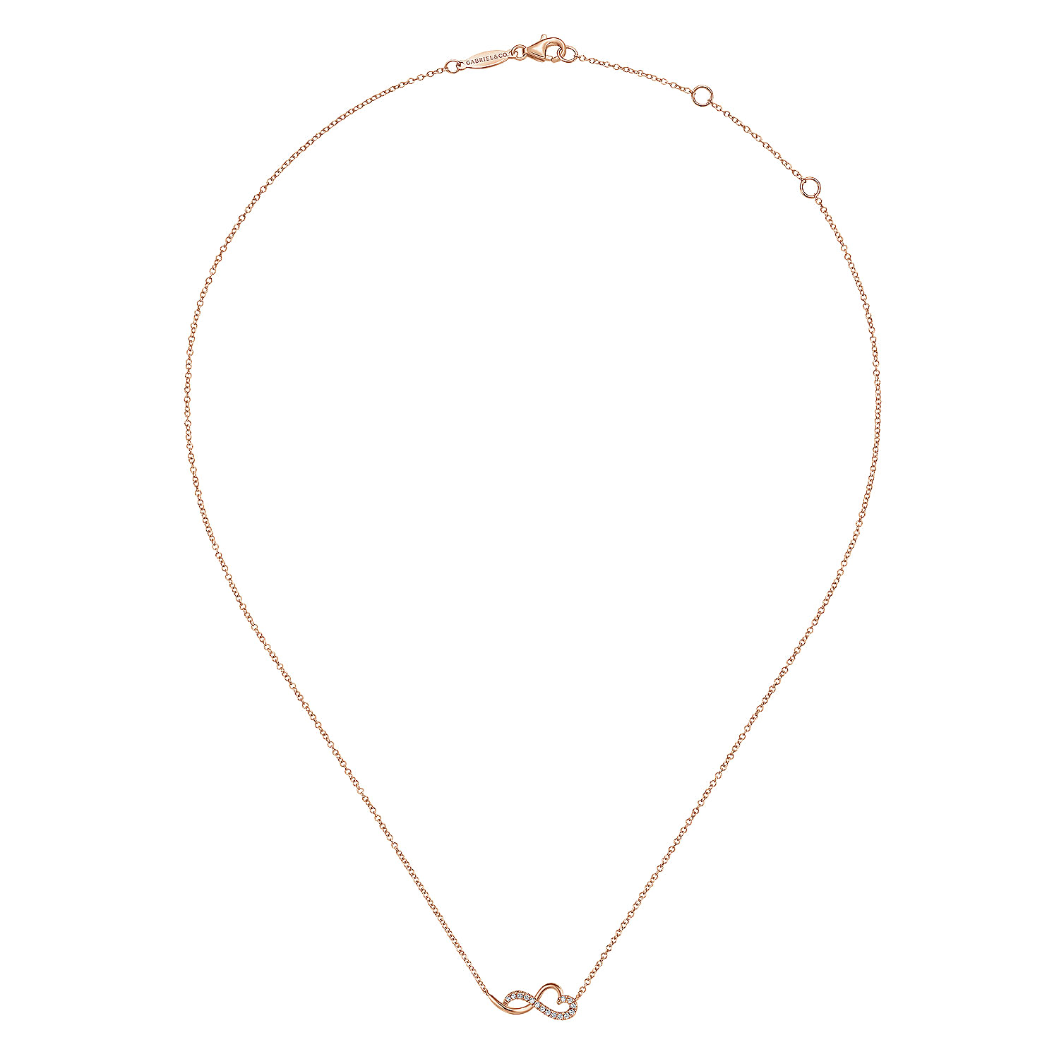 14K Rose Gold Diamond Infinity Heart Pendant Necklace