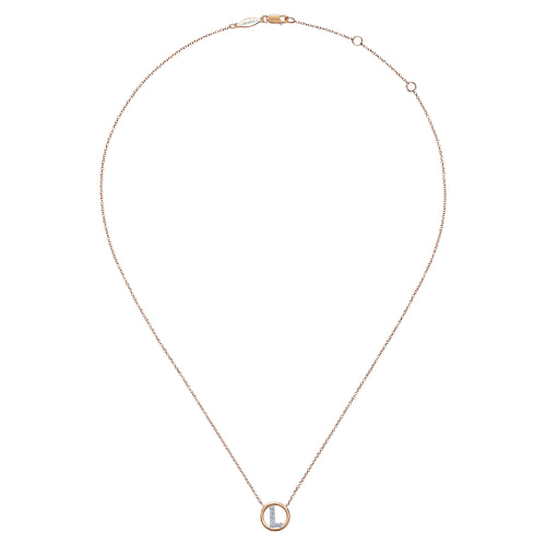 14K Rose Gold Diamond L Initial Pendant Necklace