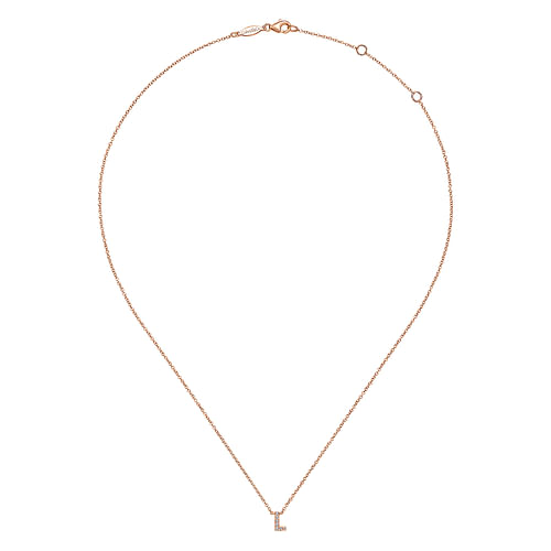 14K Rose Gold Diamond L Initial Pendant Necklace