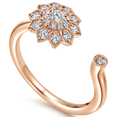 14K Rose Gold Diamond Ladies Ring