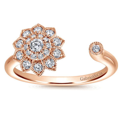 14K Rose Gold Diamond Ladies Ring