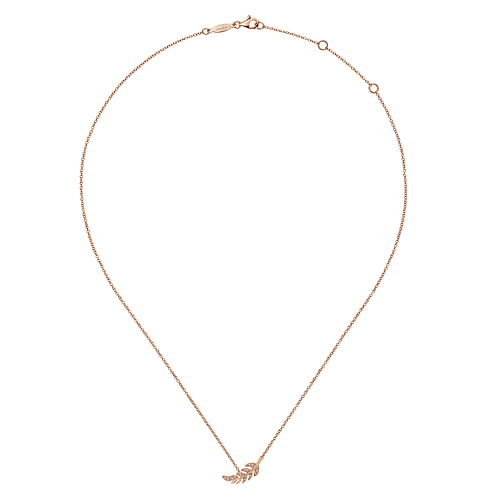 14K Rose Gold Diamond Leaf Pendant Necklace