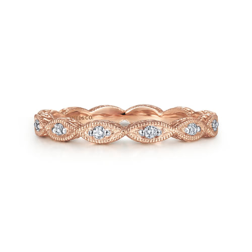 14K Rose Gold Diamond Marquise Station Ring