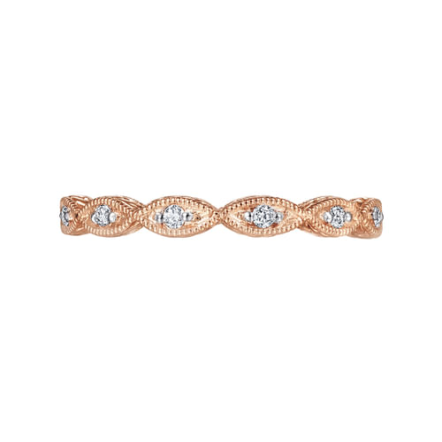 14K Rose Gold Diamond Marquise Station Ring