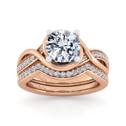14K Rose Gold Diamond Matching Wedding Band