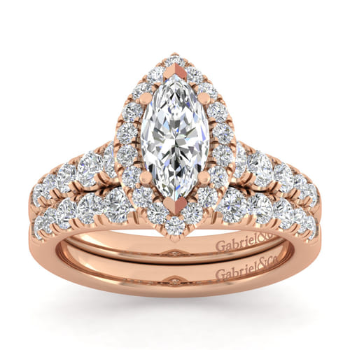 14K Rose Gold Diamond Matching Wedding Band