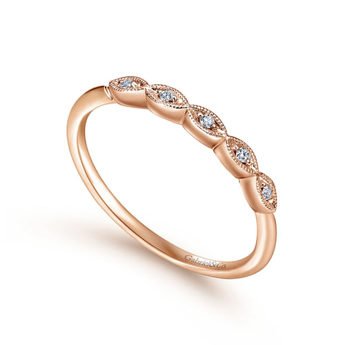 14K Rose Gold Diamond Matching Wedding Band