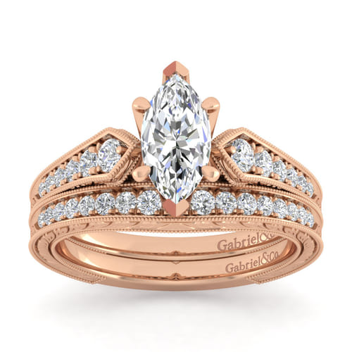 14K Rose Gold Diamond Matching Wedding Band