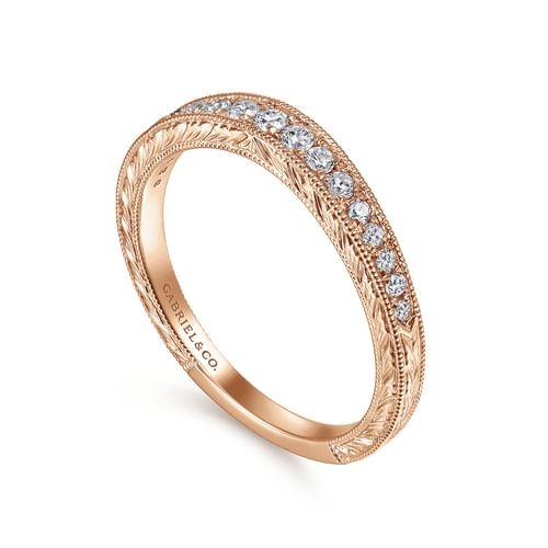 14K Rose Gold Diamond Matching Wedding Band