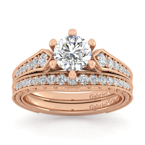 14K Rose Gold Diamond Matching Wedding Band