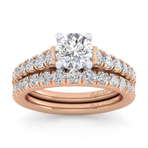 14K Rose Gold Diamond Matching Wedding Band