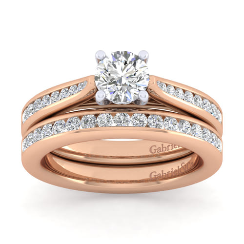 14K Rose Gold Diamond Matching Wedding Band