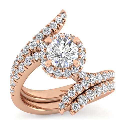 14K Rose Gold Diamond Matching Wedding Band