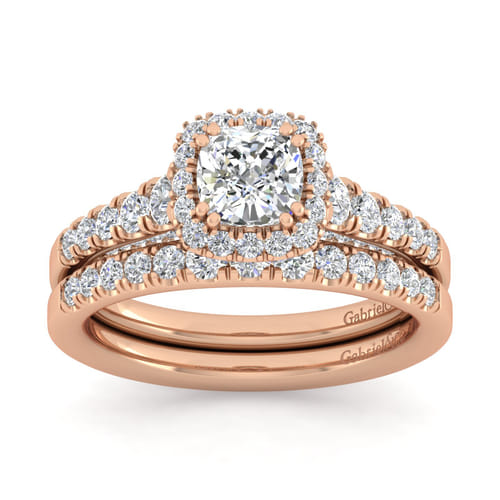 14K Rose Gold Diamond Matching Wedding Band
