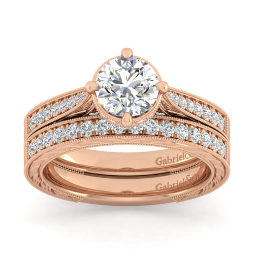 14K Rose Gold Diamond Matching Wedding Band