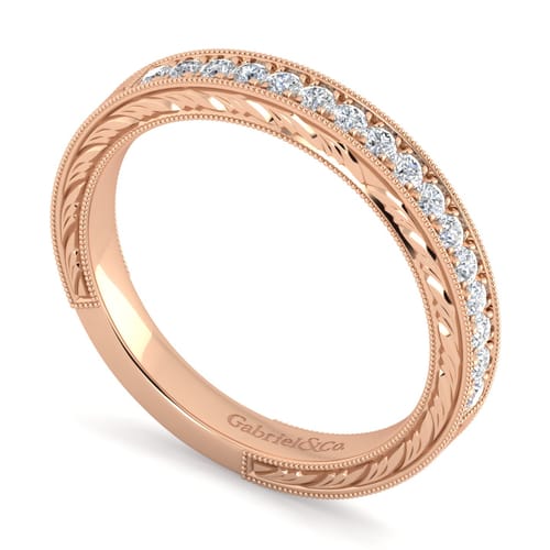 14K Rose Gold Diamond Matching Wedding Band