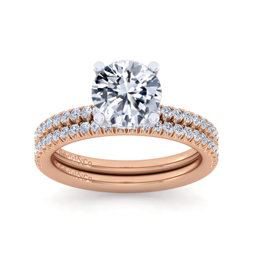 14K Rose Gold Diamond Matching Wedding Band