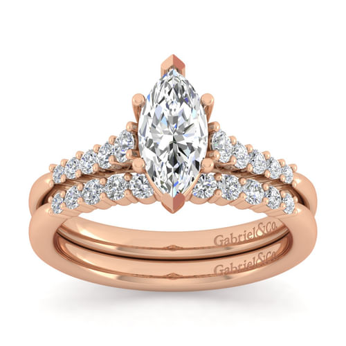 14K Rose Gold Diamond Matching Wedding Band