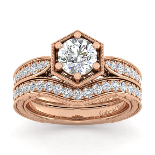 14K Rose Gold Diamond Matching Wedding Band